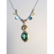 362 Collier aigue marine, citrine argent sterling